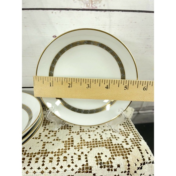 Noritake Hartford 5944 Berry Bowls White Gold Greek Key 5 1/2" Set of 4 - Picture 6 of 6